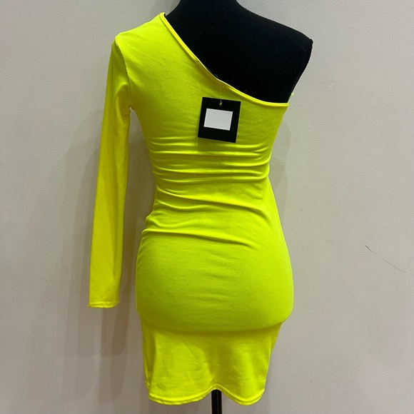PARISIAN Neon Yellow One-Shoulder Dress - Picture 2 of 3